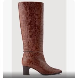 New POLO  Ralph Lauren Croc-Embossed Tall Leather Boot size 7